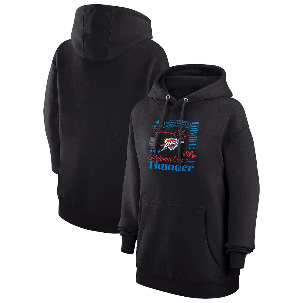 Women's G-III 4Her by Carl Banks Navy Oklahoma City Thunder Team Collage Graphic Fleece Pullover Hoodie