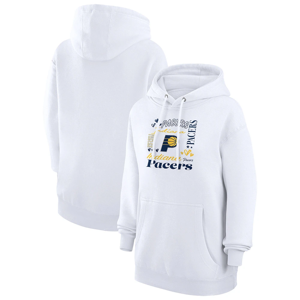 Women's G-III 4Her by Carl Banks White Indiana Pacers Team Collage Graphic Fleece Pullover Hoodie
