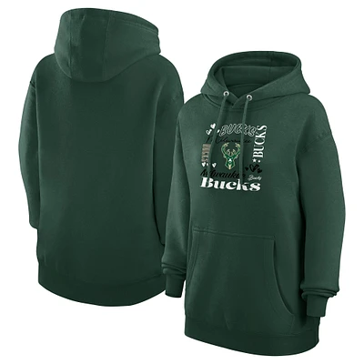 Women's G-III 4Her by Carl Banks Milwaukee Bucks Team Collage Graphic Fleece Pullover Hoodie