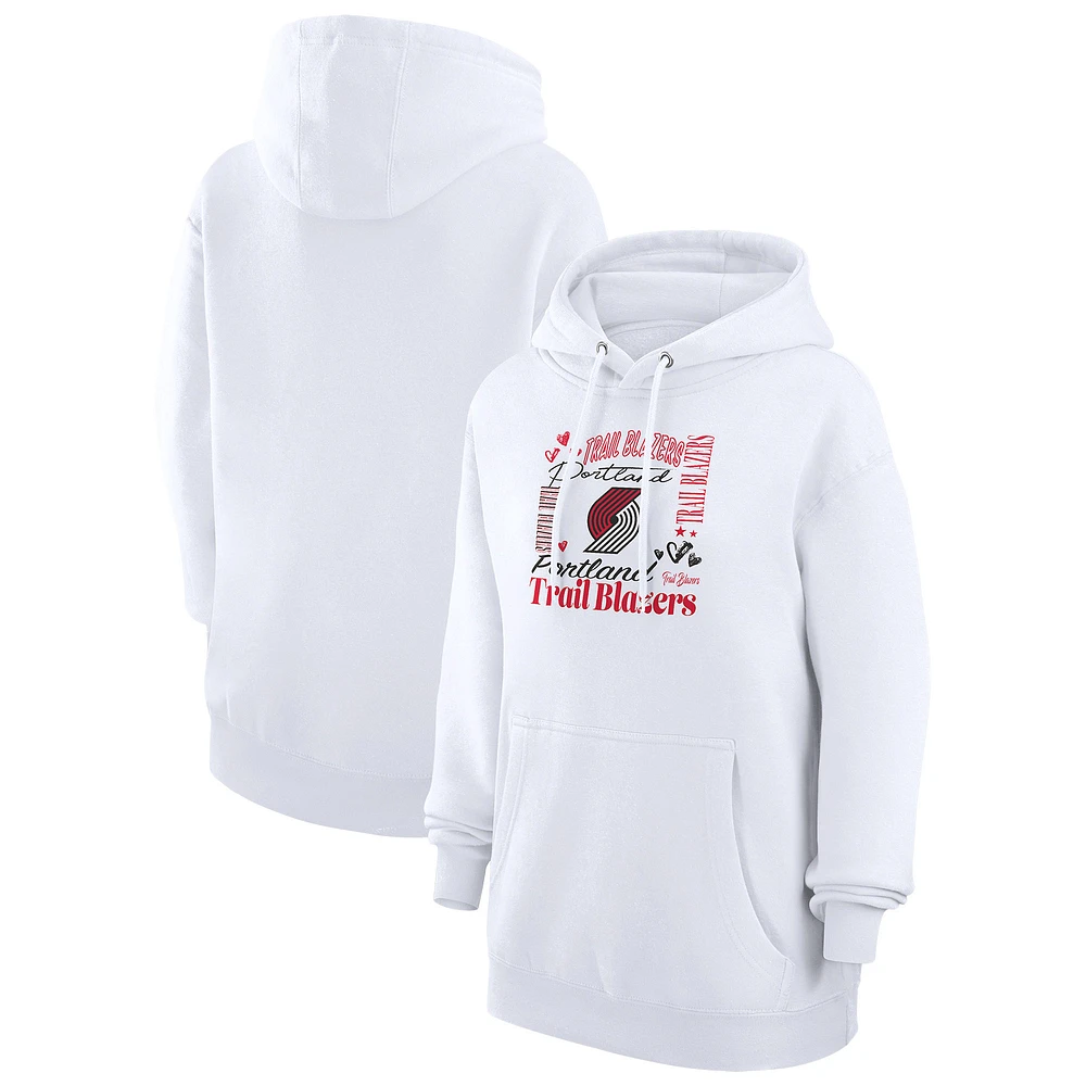 Women's G-III 4Her by Carl Banks White Portland Trail Blazers Team Collage Graphic Fleece Pullover Hoodie