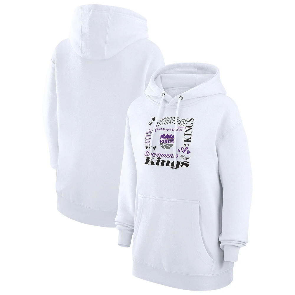 Women's G-III 4Her by Carl Banks White Sacramento Kings Team Collage Graphic Fleece Pullover Hoodie