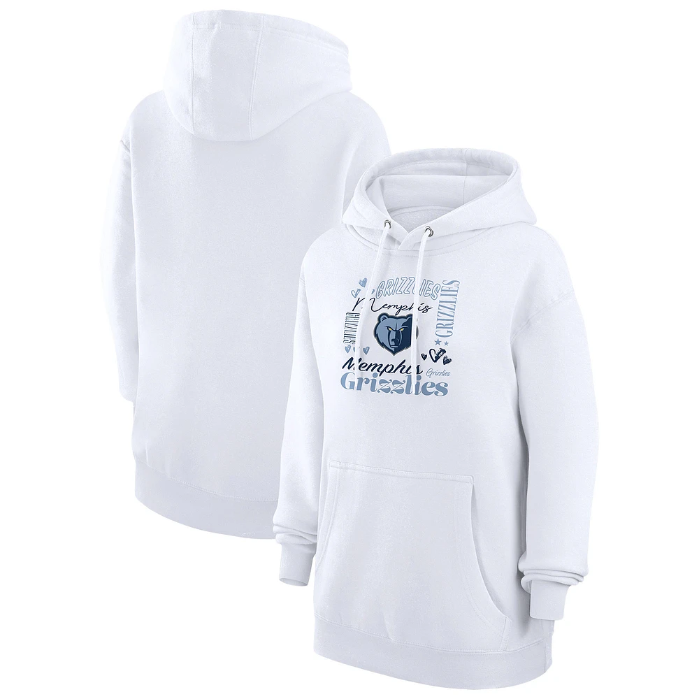 Women's G-III 4Her by Carl Banks White Memphis Grizzlies Team Collage Graphic Fleece Pullover Hoodie