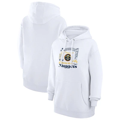 Women's G-III 4Her by Carl Banks White Denver Nuggets Team Collage Graphic Fleece Pullover Hoodie