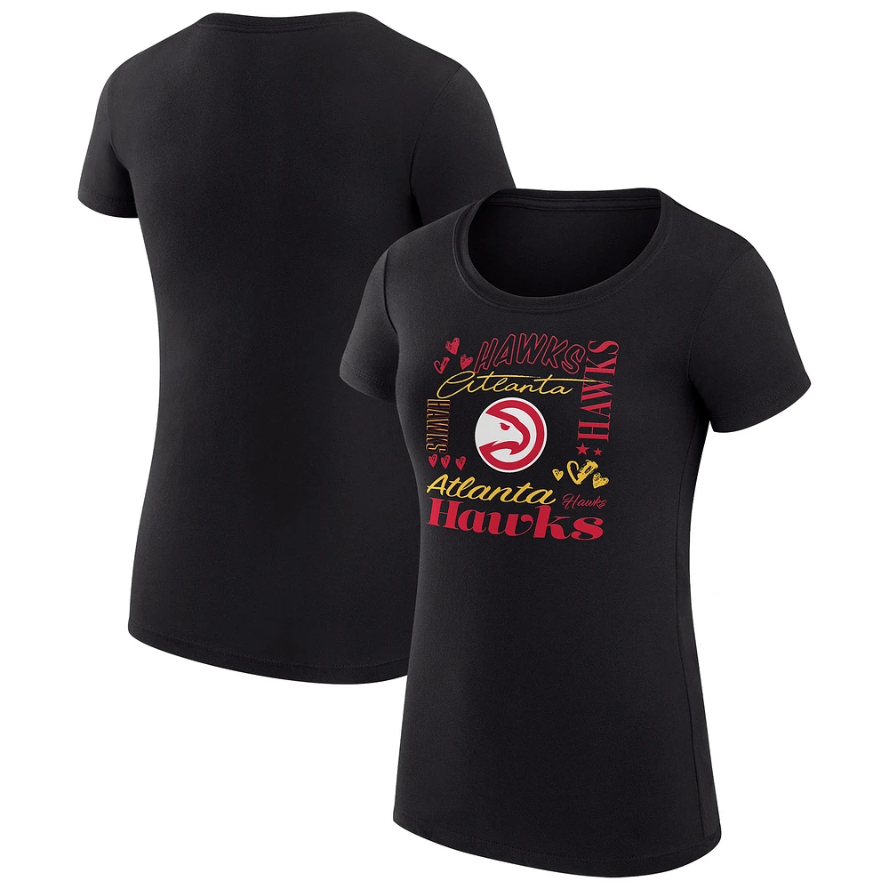Women's G-III 4Her by Carl Banks Atlanta Hawks Super-Slim Fit Lightweight Team Name Collage Graphic T-Shirt