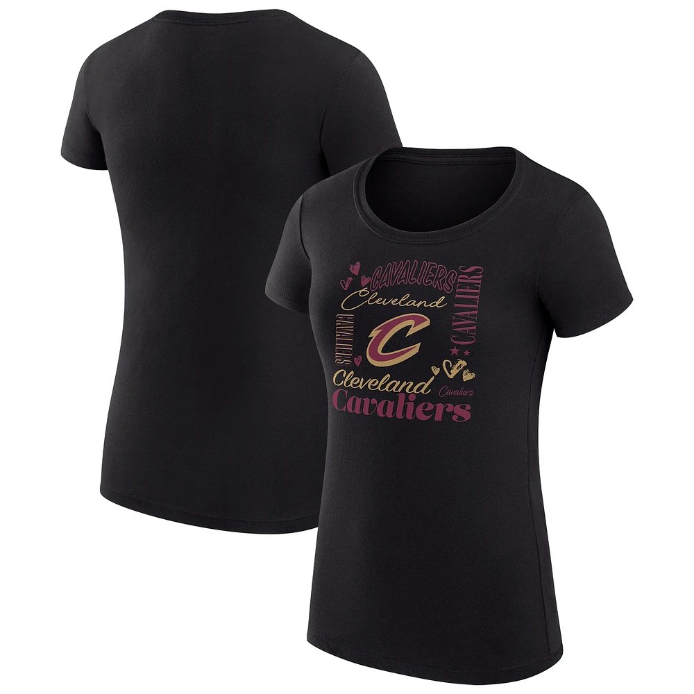 Women's G-III 4Her by Carl Banks Cleveland Cavaliers Super-Slim Fit Lightweight Team Name Collage Graphic T-Shirt