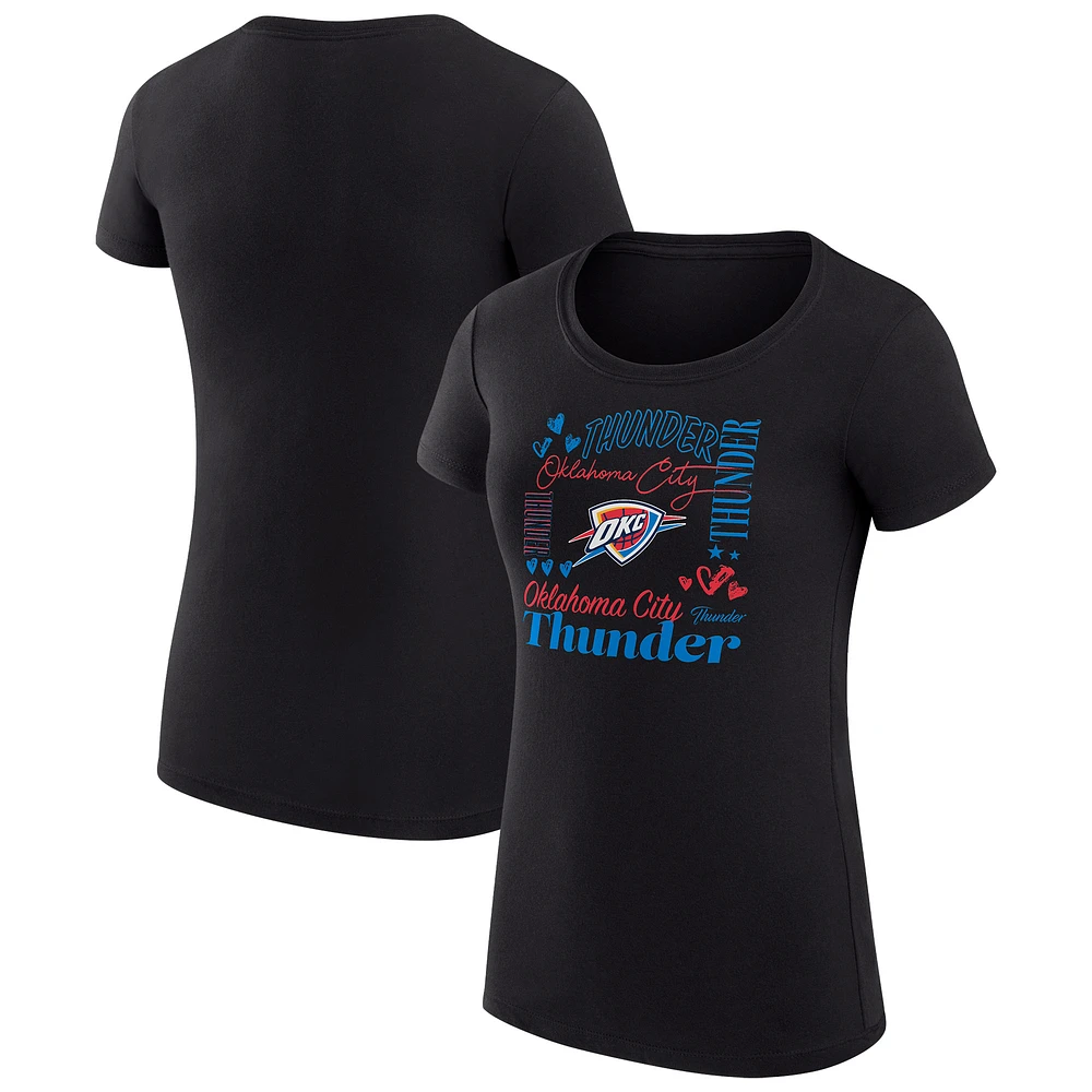 Women's G-III 4Her by Carl Banks Oklahoma City Thunder Super-Slim Fit Lightweight Team Name Collage Graphic T-Shirt