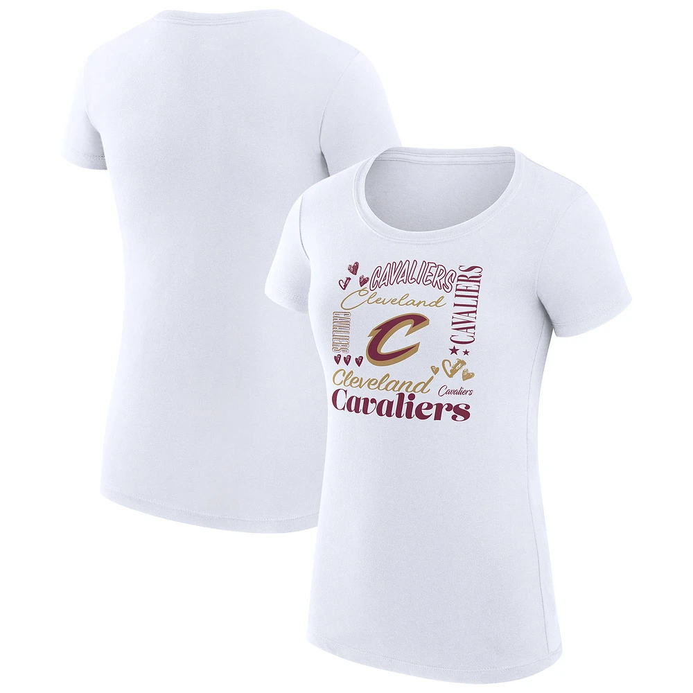 Women's G-III 4Her by Carl Banks Cleveland Cavaliers Super-Slim Fit Lightweight Team Name Collage Graphic T-Shirt