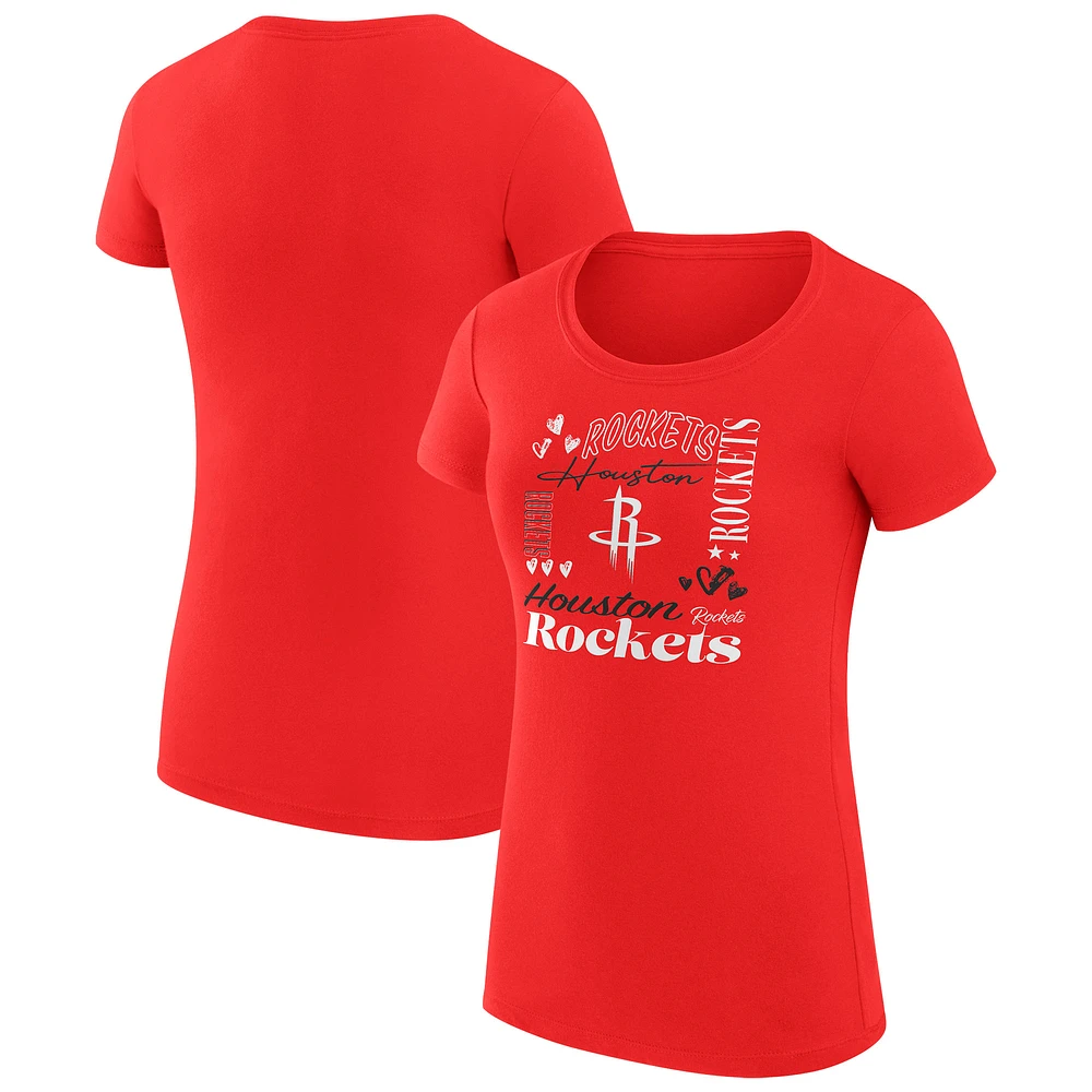 Women's G-III 4Her by Carl Banks Houston Rockets Super-Slim Fit Lightweight Team Name Collage Graphic T-Shirt