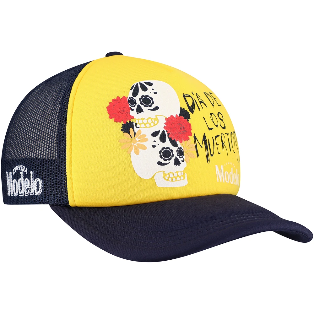 Men's Yellow Modelo Day of the Dead Modelo Foam Trucker