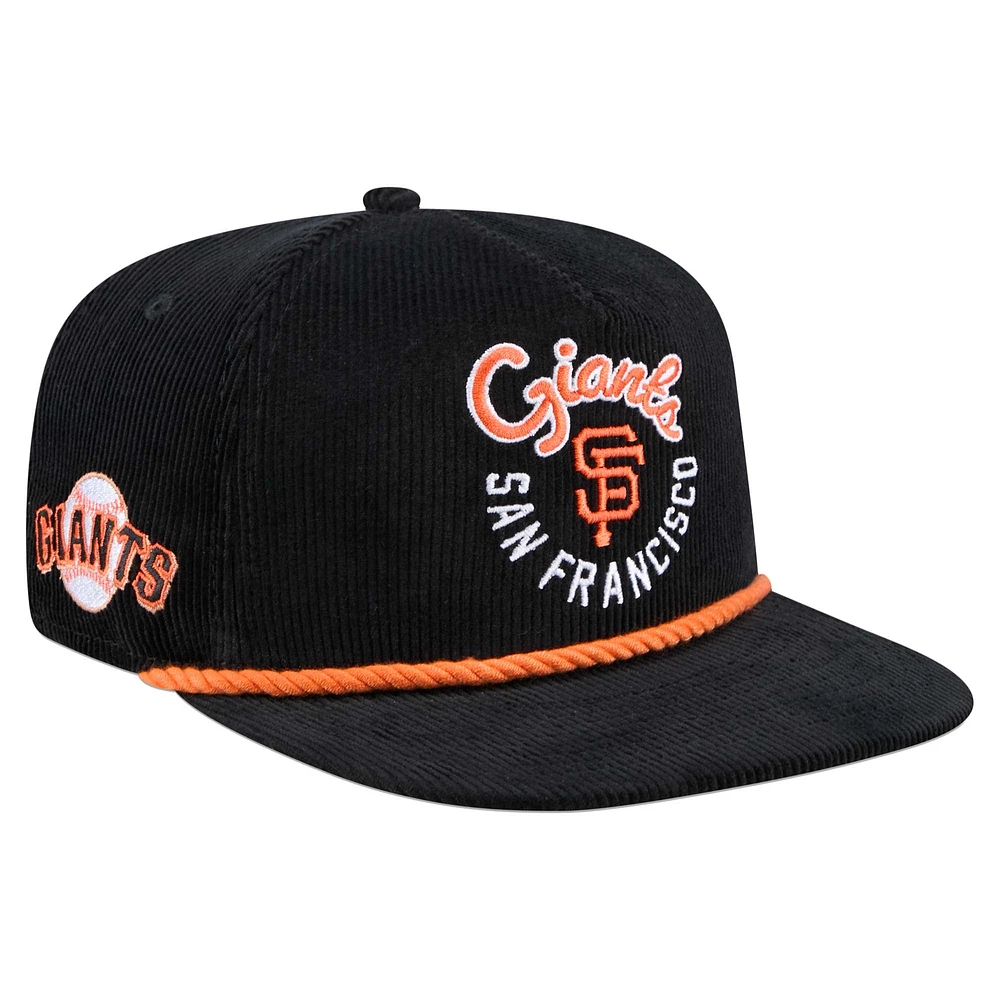 Men's New Era Black San Francisco Giants Full Circle Corduroy Golfer Adjustable Hat