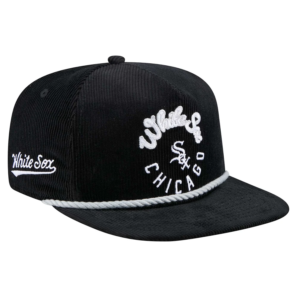 Men's New Era Black Chicago White Sox Full Circle Corduroy Golfer Adjustable Hat