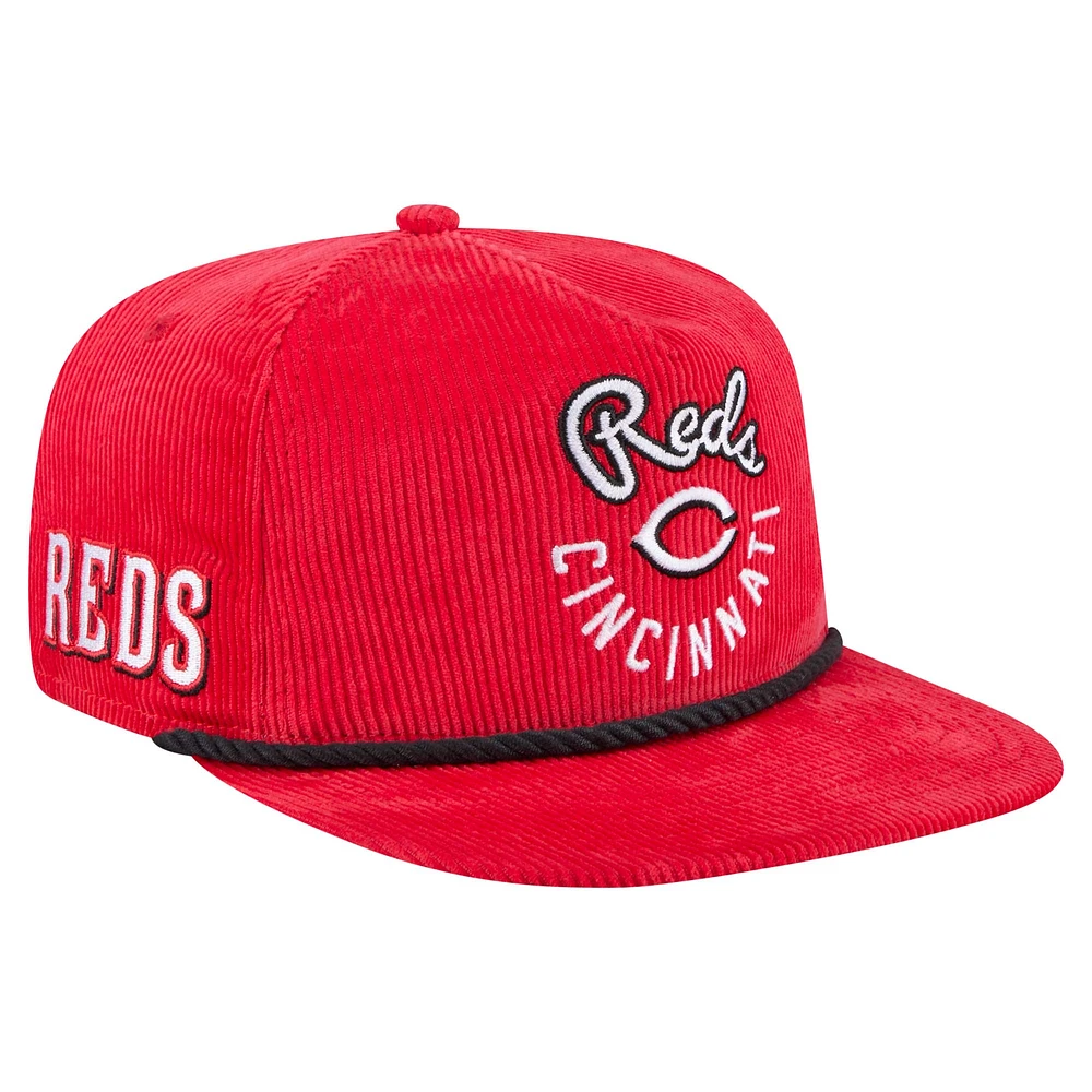 Men's New Era Red Cincinnati Reds Full Circle Corduroy Golfer Adjustable Hat