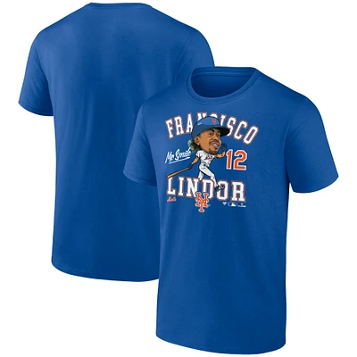 Men's Fanatics Francisco Lindor Royal New York Mets Hometown Caricature T-Shirt