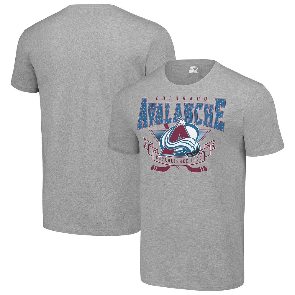 Men's Starter Heather Gray Colorado Avalanche Team Logo Graphic T-Shirt