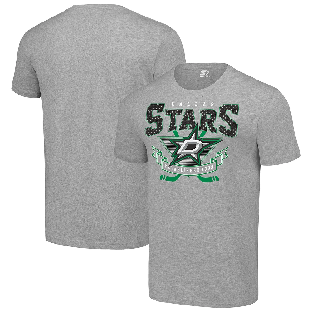 Men's Starter Heather Gray Dallas Stars Team Logo Graphic T-Shirt