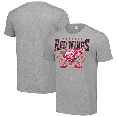 Men's Starter Heather Gray Detroit Red Wings Team Logo Graphic T-Shirt