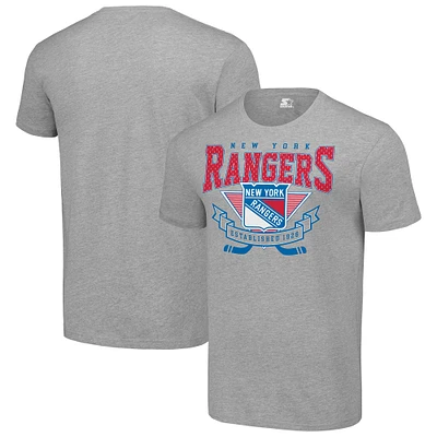Men's Starter Heather Gray New York Rangers Team Logo Graphic T-Shirt
