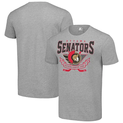 Men's Starter Heather Gray Ottawa Senators Team Logo Graphic T-Shirt
