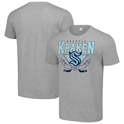 Men's Starter Heather Gray Seattle Kraken Team Logo Graphic T-Shirt