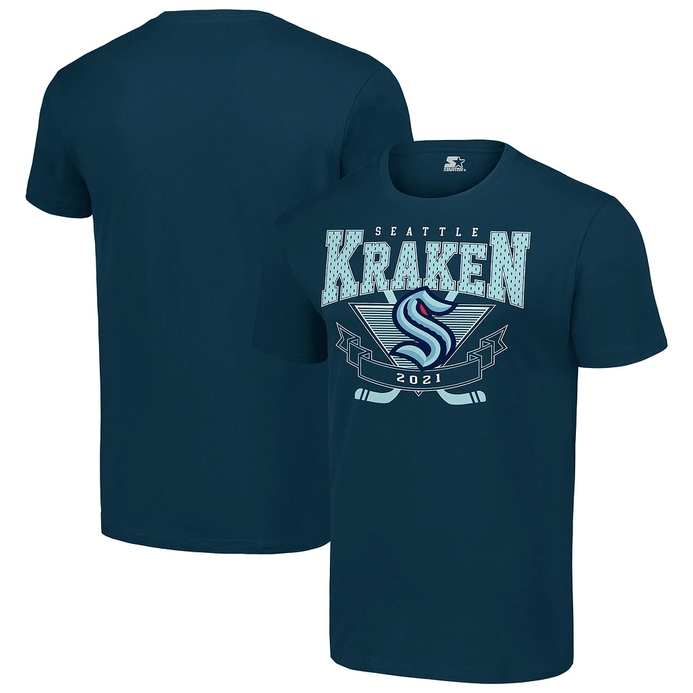 Men's Starter Deep Sea Blue Seattle Kraken Team Logo Graphic T-Shirt