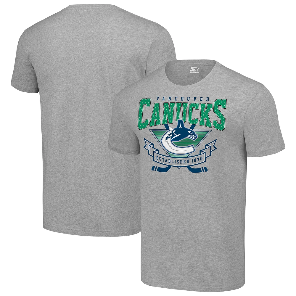 Men's Starter Heather Gray Vancouver Canucks Team Logo Graphic T-Shirt
