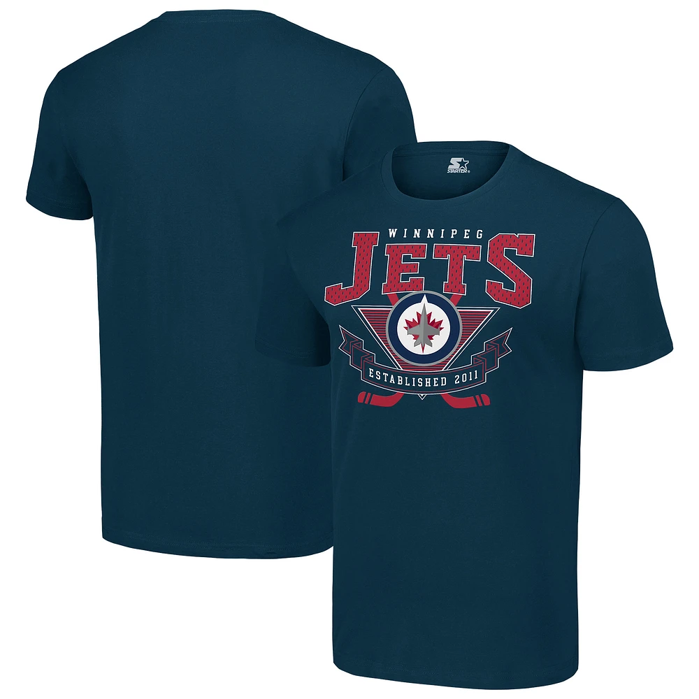 Men's Starter Navy Winnipeg Jets Team Logo Graphic T-Shirt