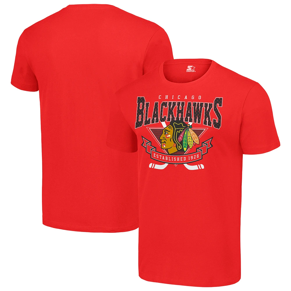 Men's Starter Red Chicago Blackhawks Team Logo Graphic T-Shirt