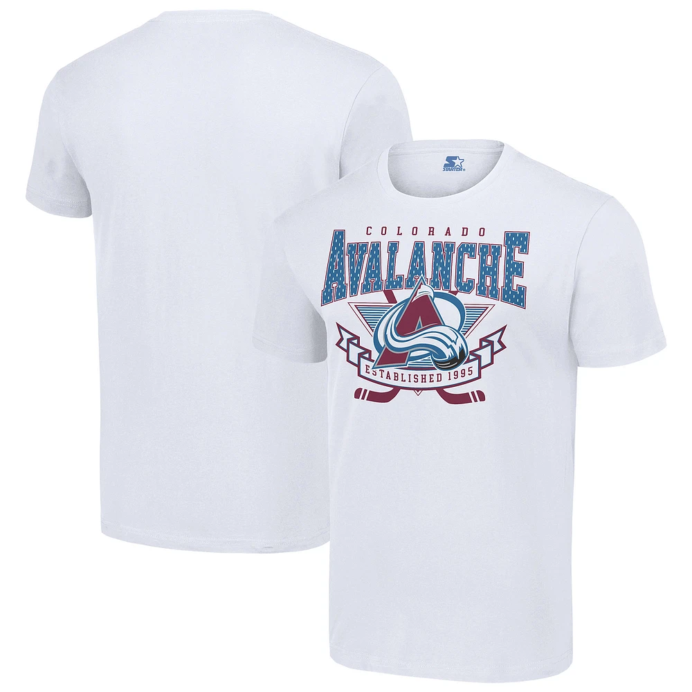 Men's Starter White Colorado Avalanche Team Logo Graphic T-Shirt