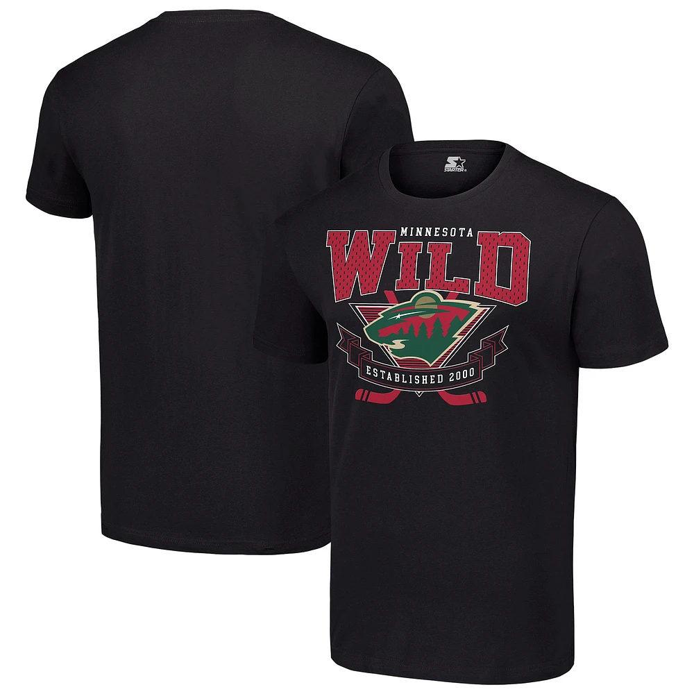 Men's Starter Black Minnesota Wild Team Logo Graphic T-Shirt