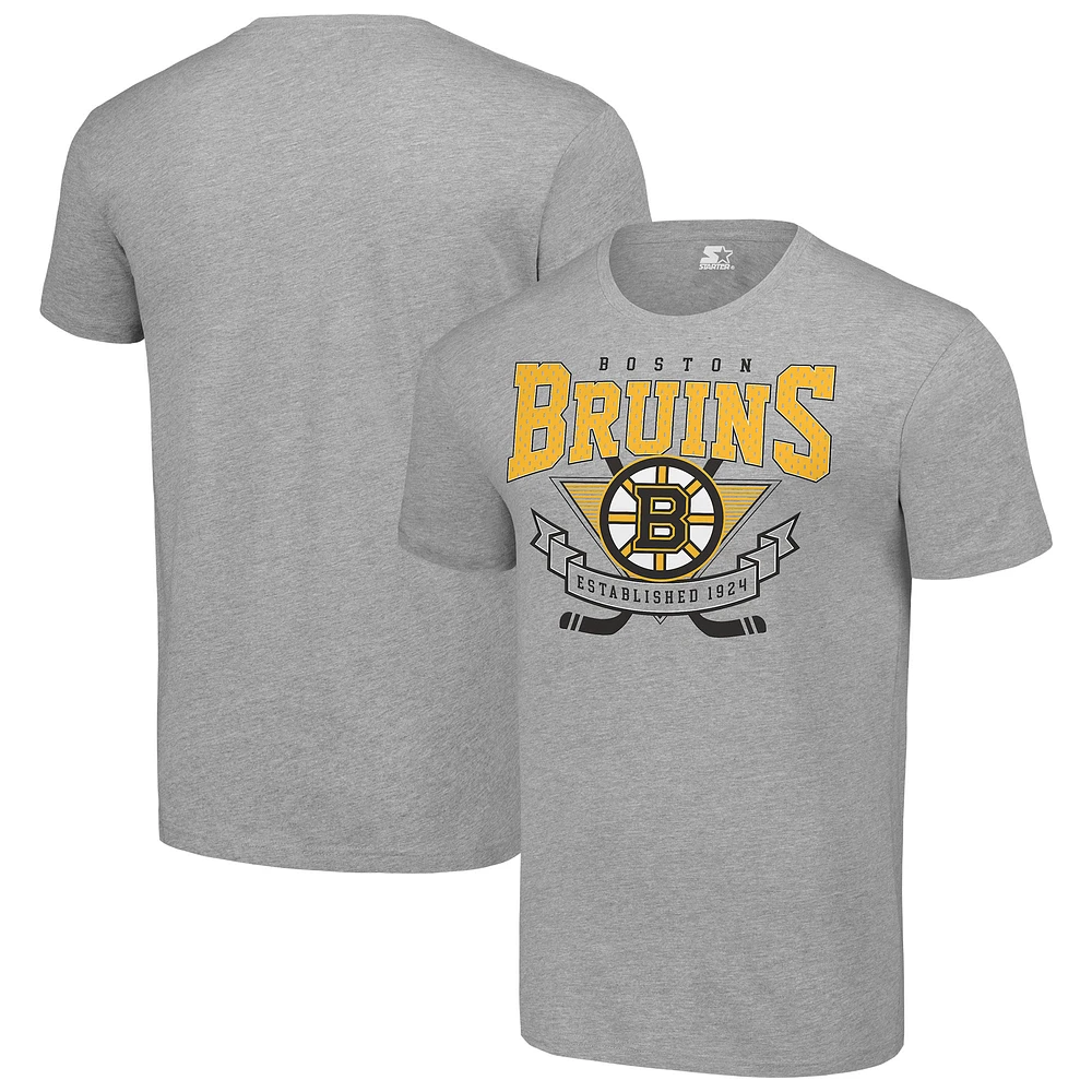 Men's Starter Heather Gray Boston Bruins Team Logo Graphic T-Shirt