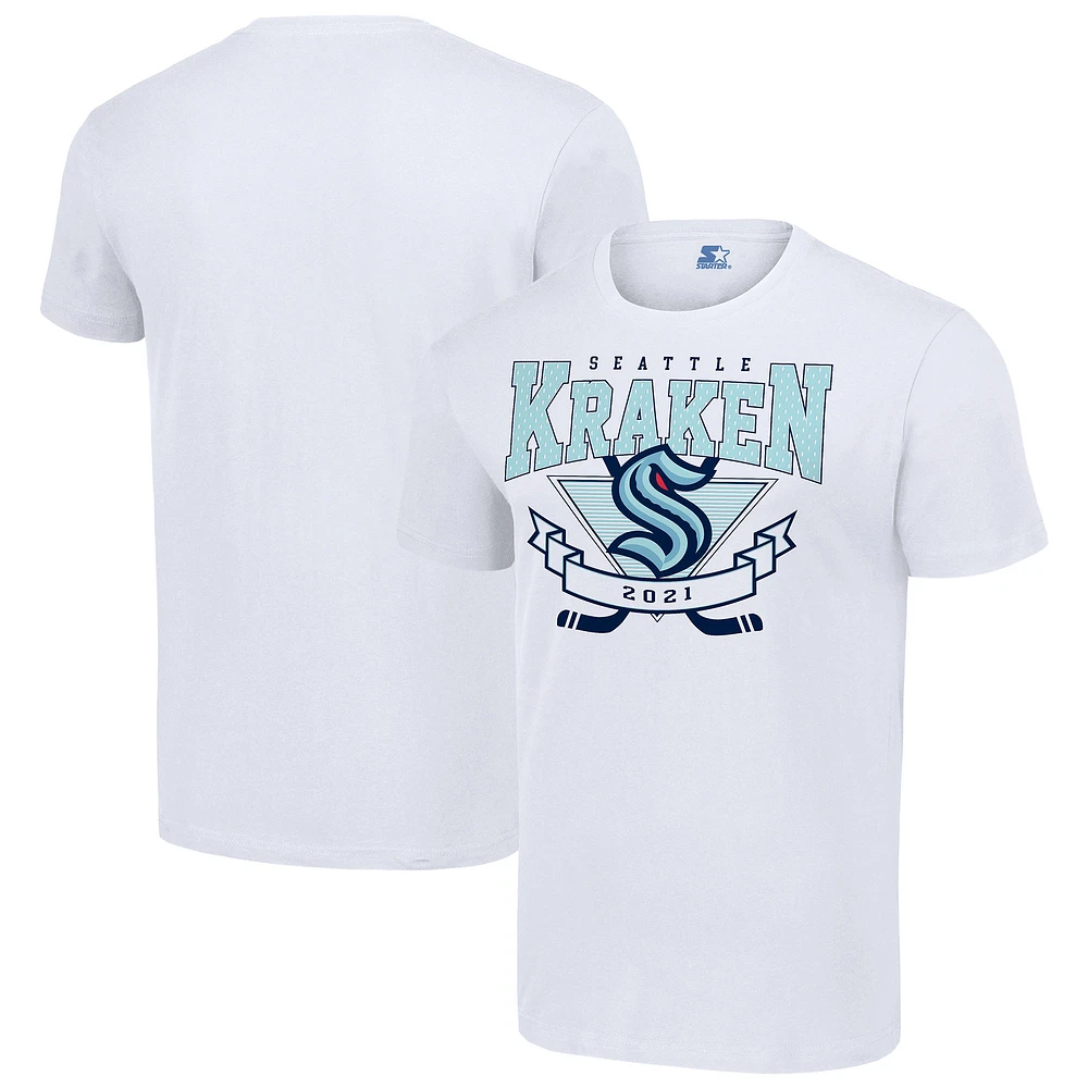 Men's Starter White Seattle Kraken Team Logo Graphic T-Shirt