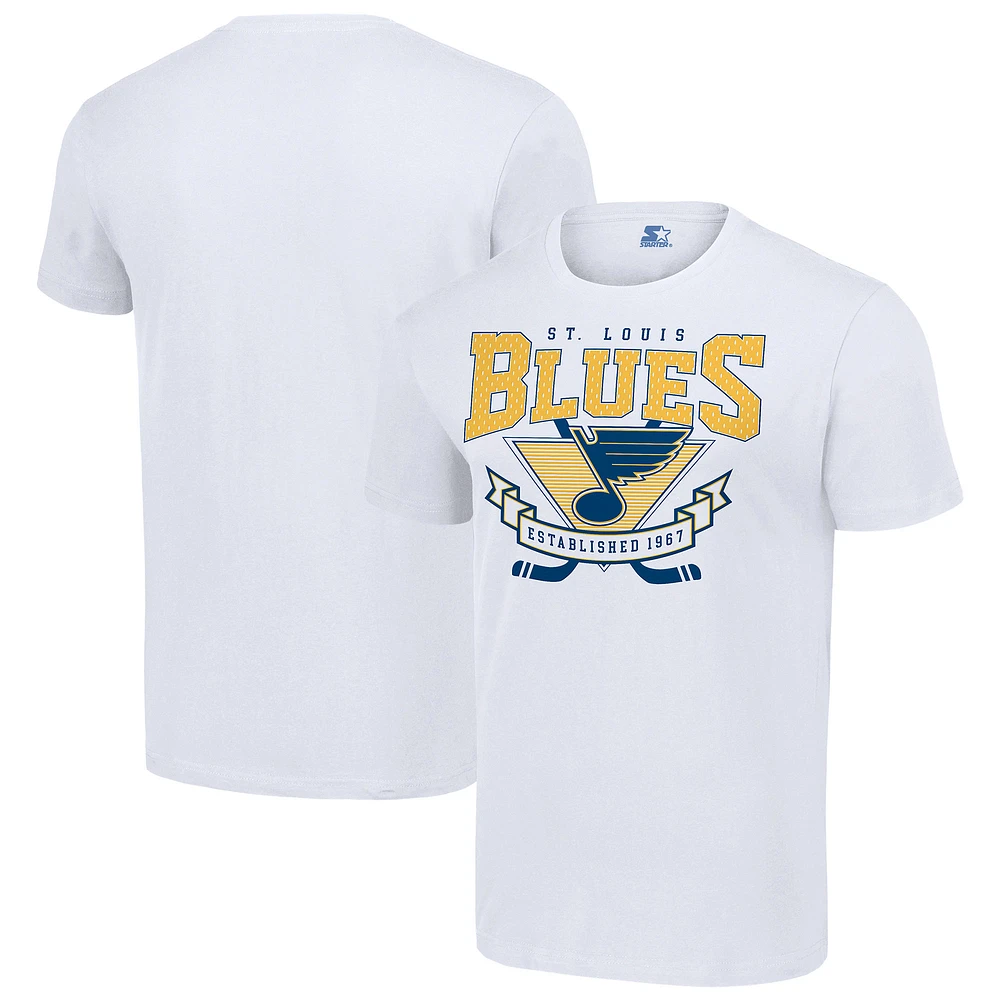 Men's Starter White St. Louis Blues Team Logo Graphic T-Shirt