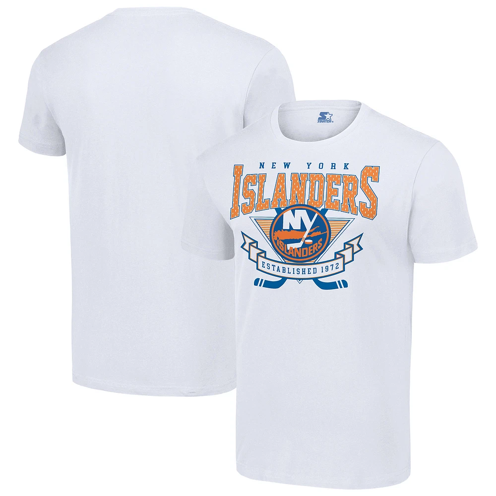 Men's Starter White New York Islanders Team Logo Graphic T-Shirt