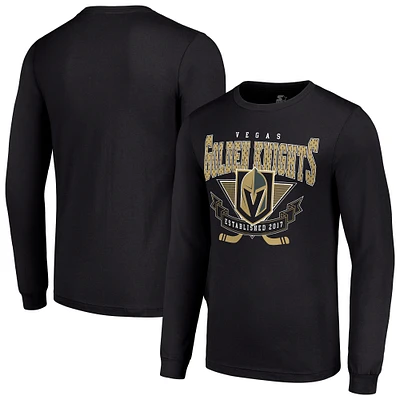 Men's Starter Black Vegas Golden Knights Team Logo Graphic Long Sleeve T-Shirt