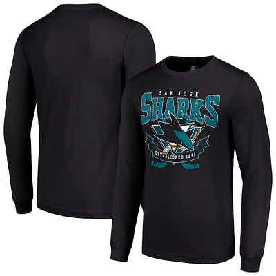 Men's Starter Black San Jose Sharks Team Logo Graphic Long Sleeve T-Shirt