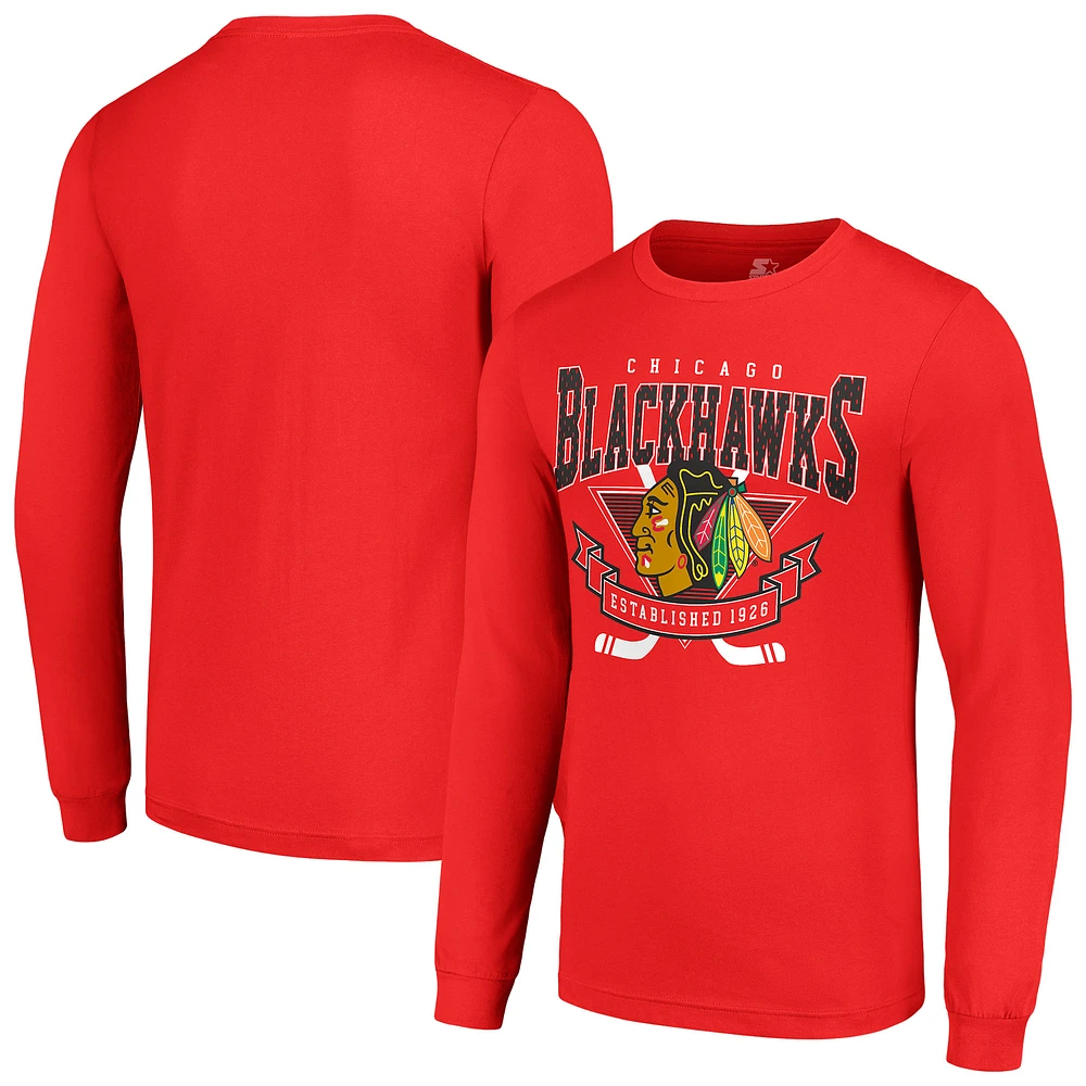 Men's Starter Chicago Blackhawks Team Logo Graphic Long Sleeve T-Shirt