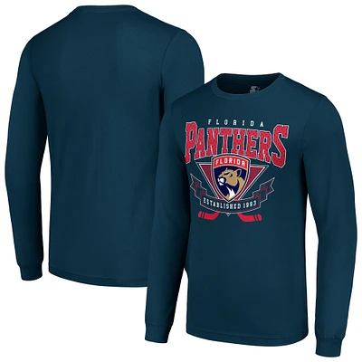 Men's Starter Navy Florida Panthers Team Logo Graphic Long Sleeve T-Shirt
