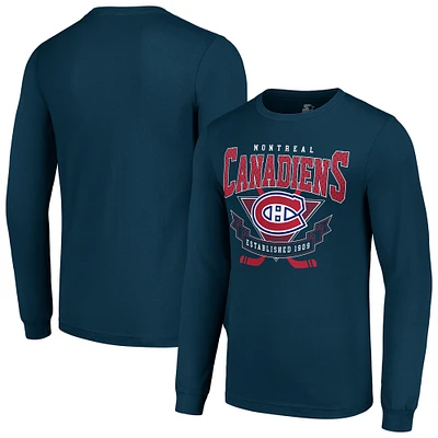 Men's Starter Navy Montreal Canadiens Team Logo Graphic Long Sleeve T-Shirt