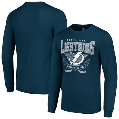 Men's Starter Navy Tampa Bay Lightning Team Logo Graphic Long Sleeve T-Shirt