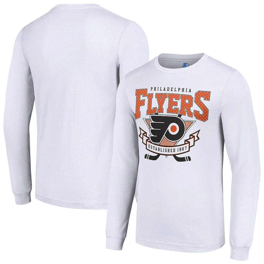 Men's Starter White Philadelphia Flyers Team Logo Graphic Long Sleeve T-Shirt