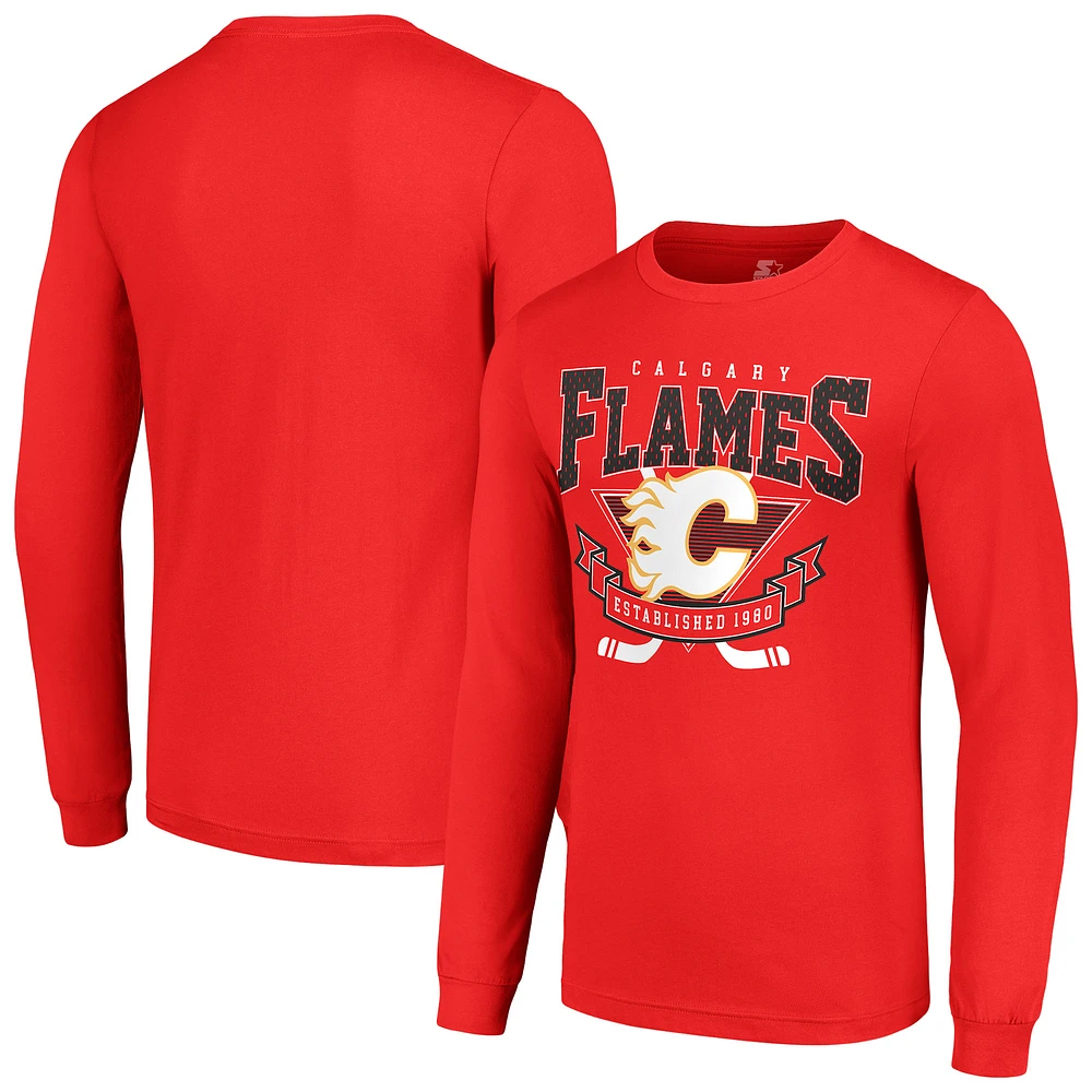 Men's Starter Calgary Flames Team Logo Graphic Long Sleeve T-Shirt