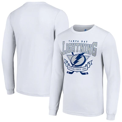 Men's Starter White Tampa Bay Lightning Team Logo Graphic Long Sleeve T-Shirt