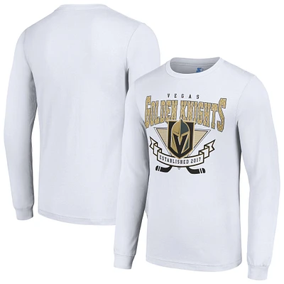 Men's Starter White Vegas Golden Knights Team Logo Graphic Long Sleeve T-Shirt