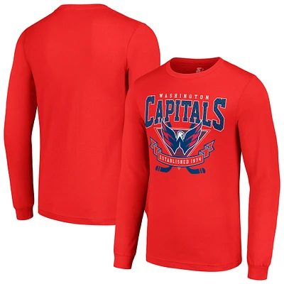 Men's Starter Red Washington Capitals Team Logo Graphic Long Sleeve T-Shirt