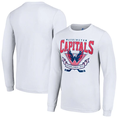 Men's Starter White Washington Capitals Team Logo Graphic Long Sleeve T-Shirt