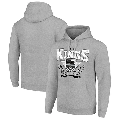 Men's Starter Heather Gray Los Angeles Kings Team Logo Graphic Fleece Tri-Blend Pullover Hoodie