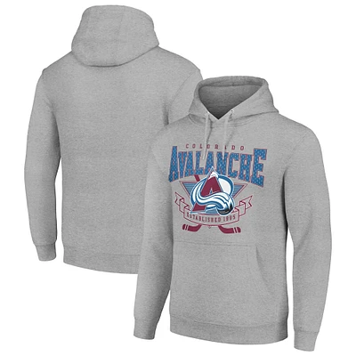 Men's Starter Heather Gray Colorado Avalanche Team Logo Graphic Fleece Tri-Blend Pullover Hoodie