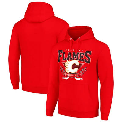 Men's Starter Calgary Flames Team Logo Graphic Fleece Tri-Blend Pullover Hoodie