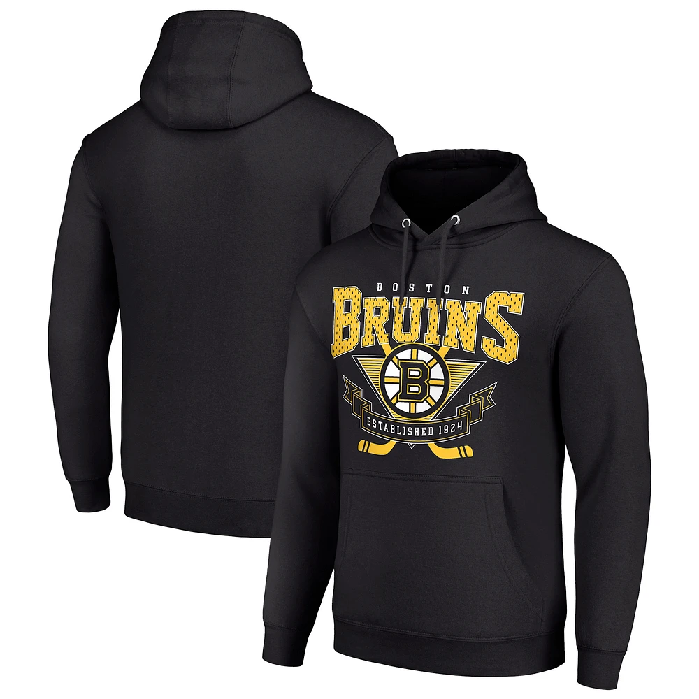 Men's Starter Boston Bruins Team Logo Graphic Fleece Tri-Blend Pullover Hoodie