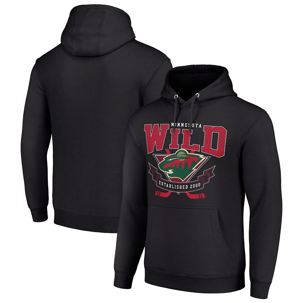 Men's Starter Minnesota Wild Team Logo Graphic Fleece Tri-Blend Pullover Hoodie